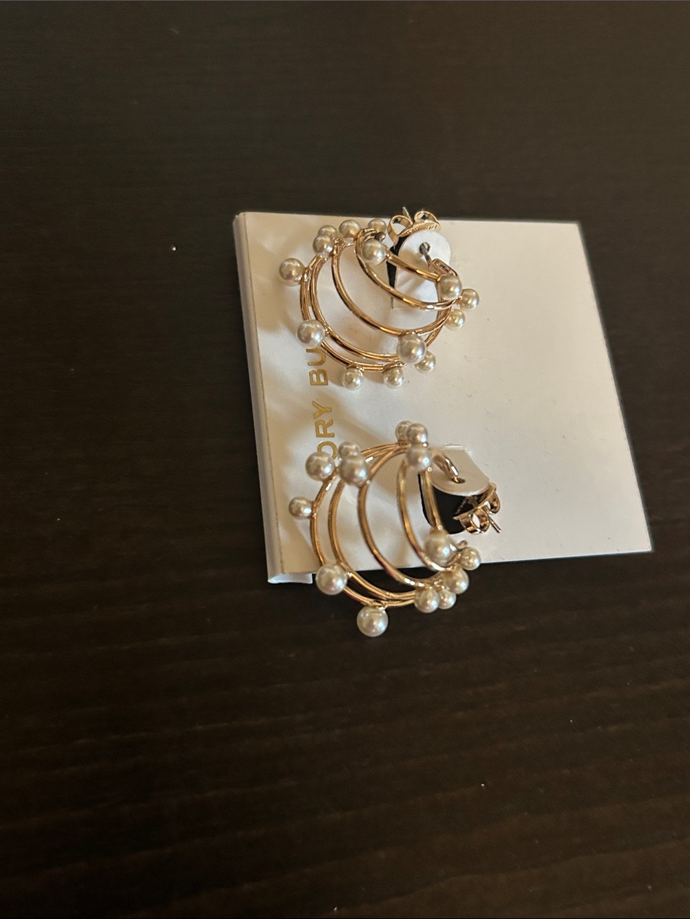Tory Burch Gold Pearl Cluster Hoop Earrings